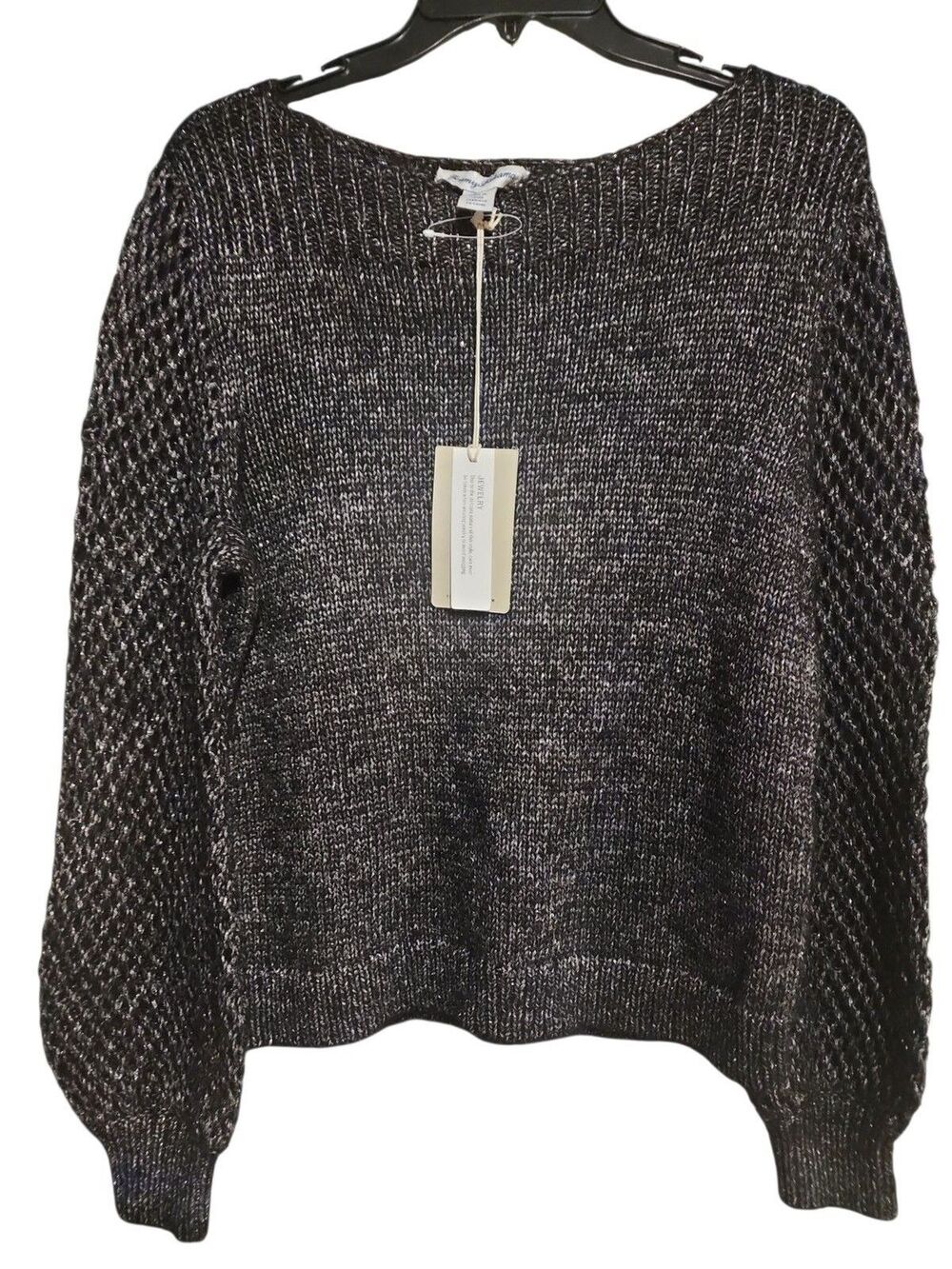 Tommy Bahama Women’s Black Shimmer Balloon Sleeve Sweater Size S NWT Wool Blend